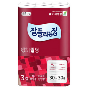 잘풀리는 집 퀄팅 롤화장지, 30m, 30개입, 3개