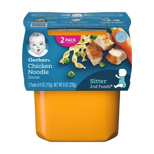 거버 Gebe 2nd Foods Chicken Noodle 치킨누들 시터 세컨 푸드 이유식 8oz(227그램) 16팩, 치킨, 227g, 16개