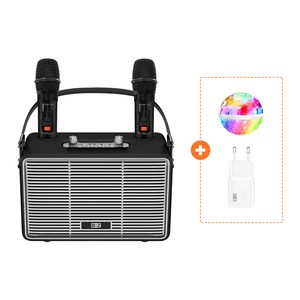 바이칸 무선 블루투스 스피커 듀엣 노래방 마이크 우퍼 스피커 최대 100W 고출력 [충전기+미러볼 포함], 바이칸 고출력 블루투스 노래방 풀세트