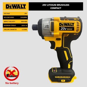 Dewalt 브러시리스 전기 임팩트 드라이버 무선 스크루 드라이버 Dewalt 20V 배터리용 전기 임팩트 드릴, 1개, 01 No battey