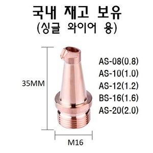 레이저용접기 와이어 노즐 AS-08 AS-10 AS-12 BS-16 AS-20/ 레이저용접기 싱글 와이어 노즐/SUPER 레이저용접기 와이어 노즐 구리, 1개