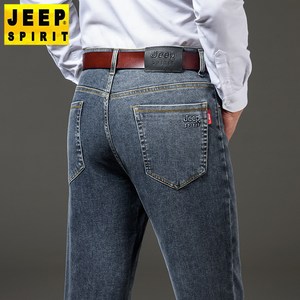 JEEP SPIRIT 지프 스피릿 남자 청바지 새로운 패션 느슨한 캐주얼 가을 겨울 남성 바지 비즈니스 루즈 스트레이트 팬츠 미드 웨이스트 두꺼운 청바지 J8008