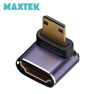 MAXTEK 8K HDMI2.1 to Mini HDMI 하향꺽임 젠더/MT395/8K UHD 60Hz 지원/아래쪽 90도 꺽임형/금도금 커넥터/알루미늄 합금, 1개