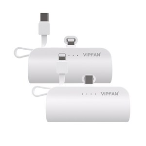 단품 또는 1+1 선택가능 VIPFAN 도킹 2in1 보조배터리 5000mAh C타입 하이브리드 8핀 고급형 일체형 빌트인 외출 필수템, 8핀+C타입