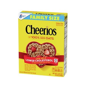 [미국 직배송-PRIMO]제네럴밀스 치리오스 철분함유 홀 그레인 오트 시리얼/General Mills Cheerios Oat Cereal, 1개, 510g