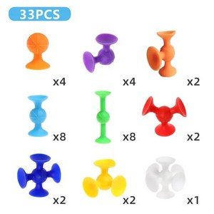 소프트 빌딩 블록 어린이 DIY 팝 squigz 빨판 재미 있은 실리콘 모델 건설 완구 선물, [01] 33PCS, 1개