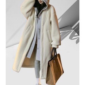 아톰닉 추동 롱 후드 코트 스웨이드 데일리 루즈핏 트렌치코트 트렌디 후드티 캐주얼 따뜻