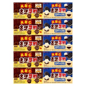 롯데제과 ABC 초코쿠키 50g 5개 + 쿠키앤크림 43g 5개 (총10개), 10개, 465g