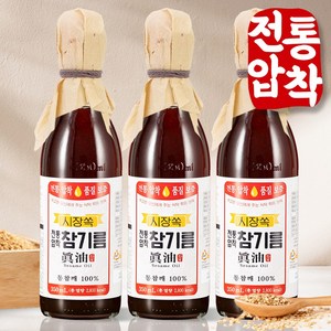 시장쏙 전통압착 참기름, 350ml, 3개