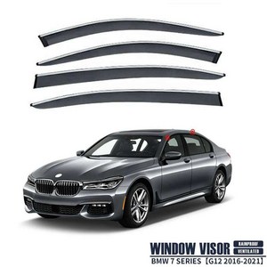 BMW 7시리즈 썬바이저 윈도우 바이저 빗물 자외선 차단 창문 비막이, 로고 있음, F02 2009-2014 크롬몰딩