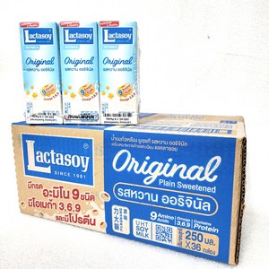 Lactasoy Oiginal Soymilk 락타소이 오리지널 wolldfood, 250ml, 36개