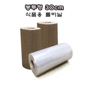 식품용비닐 봉투형 30cm PE필름 국산 업소용 롤마끼비닐 튜브형 포장비닐 [ 0.03 mm x 30cm 400m], 1개