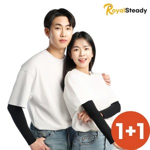 로열스테디 슬림핏 UV 자외선차단 쿨토시, 2세트, 블랙+블랙