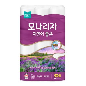 모나리자 자연이 좋은 천연펄프 3겹 고급롤화장지, 30m, 30롤, 1개