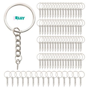 LYRHIX 인형 키링 85개 키링 키링 고리 열쇠고리 키링 키링 부자재 키링고리 나사 키링 diy key chain 열쇠고리 부자재 크리스마스 선물, 메탈, 1세트, 은색(85개)