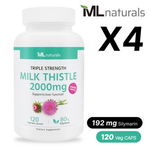 [미국빠른직구] 마이라이프 내추럴스 고함량 밀크시슬 2000mg 120정 4병, 4개