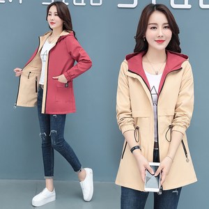 여성용 후드 점퍼 양면 스트링으로 허리 조임 코트 캐쥬얼 하프 코트 뉴타임즈 Q031V911