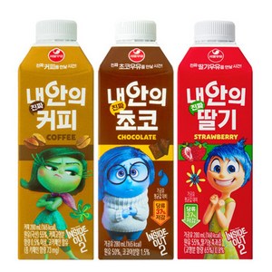[멀티박스]서울우유 내안의진짜 초코 + 딸기 + 커피 (각6개씩 총18입), 18개, 280ml