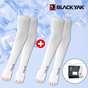 블랙야크 프리미엄 심리스 아이스 쿨토시 자외선차단 냉감 팔토시 손등형 1+1, 화이트+화이트, 1세트