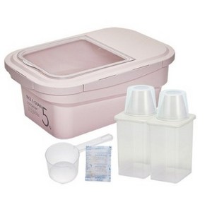 씨밀렉스 라이스키퍼 쌀통 5kg + 950ml 잡곡통 2개, 핑크, 1세트