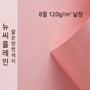 뉴씨플레인 종이문화 얇은 양면색지 120g 8절 낱장 1매 No.27 분홍색, 1장