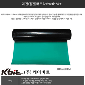 (ESD MAT) 국산 제전매트 2T X 900mm 10M 1롤, 1개