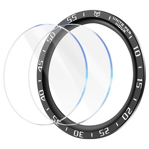 더조은셀러 갤럭시워치5 프로 45mm 호환 메탈 베젤링 + 2매입 강화유리필름 3D 풀커버, 블랙, 1개