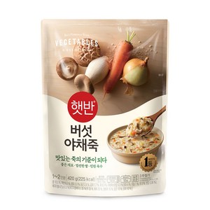 CJ 햇반 소프트밀 버섯야채죽, 420g, 9개