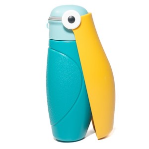 여우소리 펠리컨 휴대용 강아지물병 접이식물통 사료겸용 산책 여행 외출 급수기 480ml, 1개, 파랑노랑