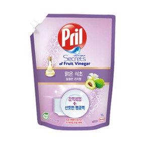 프릴 맑은 식초 달콤한 리치향 주방세제 리필, 1L, 2개