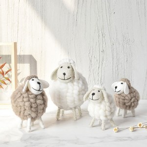 양 인형 가족 인테리어 소품 장식 선물, 소+중+대, 화이트