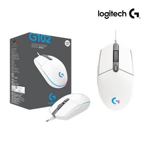 로지텍 G102IC 2세대 LIGHTSYNC 게이밍 유선마우스 벌크 MU0054, G102, WHITE(화이트)