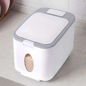레토 원터치 밀폐형 쌀통 14kg, 화이트, 1개