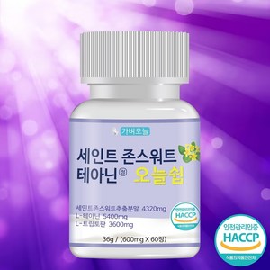 가벼오늘 세인트존스워트 L테아닌 오늘 쉼 600mg, 60정, 1개