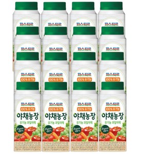 (100% 유기농주스 ) 파스퇴르 야채농장 과일야채 190ml, 16개