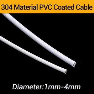 PVC 코팅 유연한 와이어 로프 소프트 케이블 흰색 스테인레스 스틸 빨랫줄 직경 11mm 2mm 3mm 4mm 10mm 20mm 50 계량기 100mm