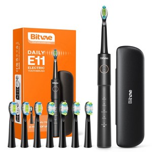 비트베이 E11 전동칫솔 가성비 진동칫솔 칫솔모8개포함 Bitvae Amazon베스트, 블랙