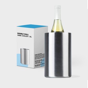 이중 스테인리스 와인칠링 맥주 양주 샴페인 쿨러 얼음통 바스켓 아이스버킷 1.6L, 1개, 12x19cm 두께 0.5cm