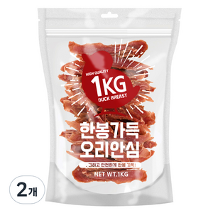 영마진 한봉가득 사사미 강아지 간식, 오리안심, 1kg, 2개