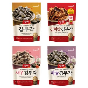 동원 양반 김부각 4종 50g (마늘+찹쌀+새우+김치맛) 1세트, 4개