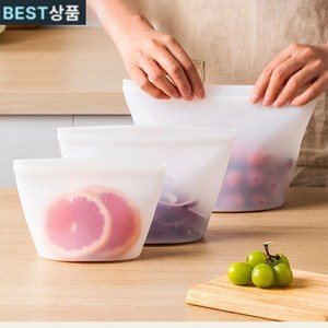 1+1+1 다회용 프리미엄 실리콘 지퍼백 5종 세트 냉장고정리 밀폐용기 실리팟 지퍼백 500ml 1000ml 1500ml 실리콘 지퍼백, 1세트, 1000ml+1500ml