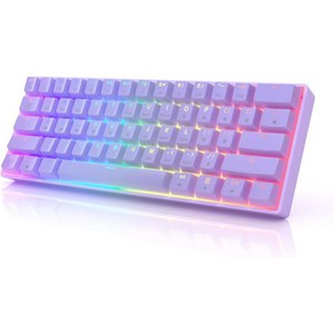 게이밍 키보드 HK GAMING GK61 기계식 - 61 Keys 멀티 컬러 RGB 조명 LED 백라이트 유선 PC/Mac Gamer용 프로그래밍 가능 게터론 광학 실버 라벤더 6