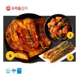 [도미솔김치] 도미솔 김치 3종 총10kg (포기김치 6kg + 총각김치 2kg + 갓김치 2kg), 상세 설명 참조, 상세 설명 참조