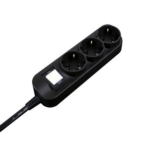 대성 플러스탭 블랙 절전형 3구 멀티탭 16A 250V, 1m, 1개