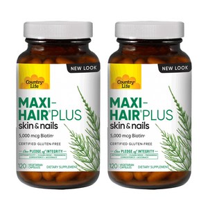 컨츄리 라이프 Maxi-Hair Plus 5 000 mcg 120 Vegetarian Capsules, 120정, 2개