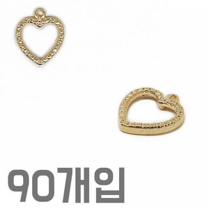 국내제작 90개입 골드도금 하트프레임 미니 금속장식