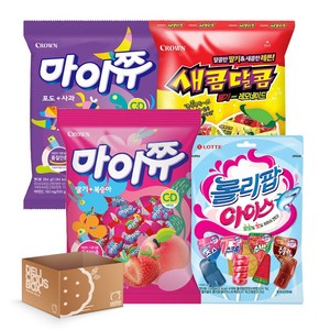 [냠냠상회] 대용량 마이쮸 2종+새콤달콤 대용량+롤리팝 아이스 캔디 총 4종, 1세트