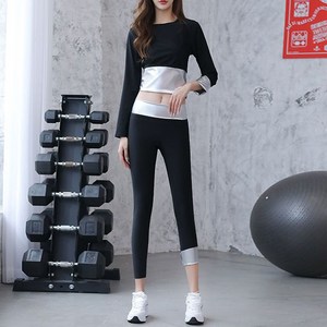 POMTOR 여성땀복 필라테스복 고탄성 방수 상하의츄리닝세트