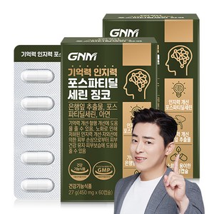 [1박스당 1개월분] GNM 기억력 인지력 포스파티딜세린 징코 / PS 은행잎추출물 두뇌건강, 60정, 2개