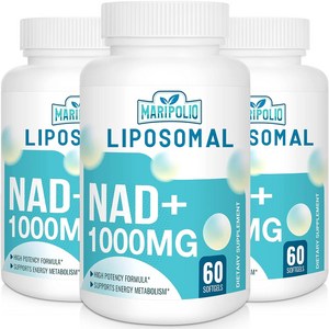 Pue 리포솜 NAD+ 보충제 1000mg  폰테시 흡수 에너지 및 DNA 방어 뇌 기능 60일 분량, 3개, 60정